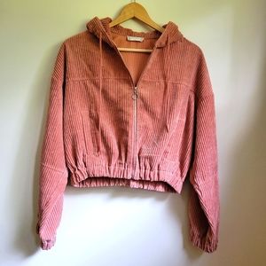 Altar'd State Rust Corduroy Cropped Zip Up Jacket size Medium NWOT